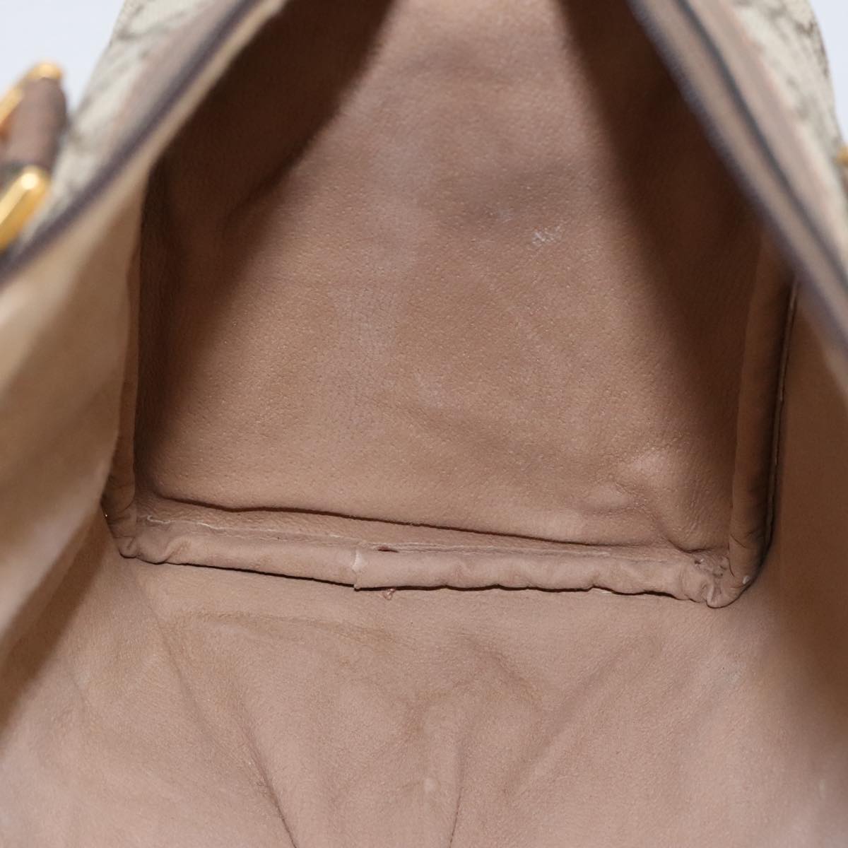 GUCCI GG Supreme Web Sherry Line Hand Bag PVC Leather Beige Gold 100683