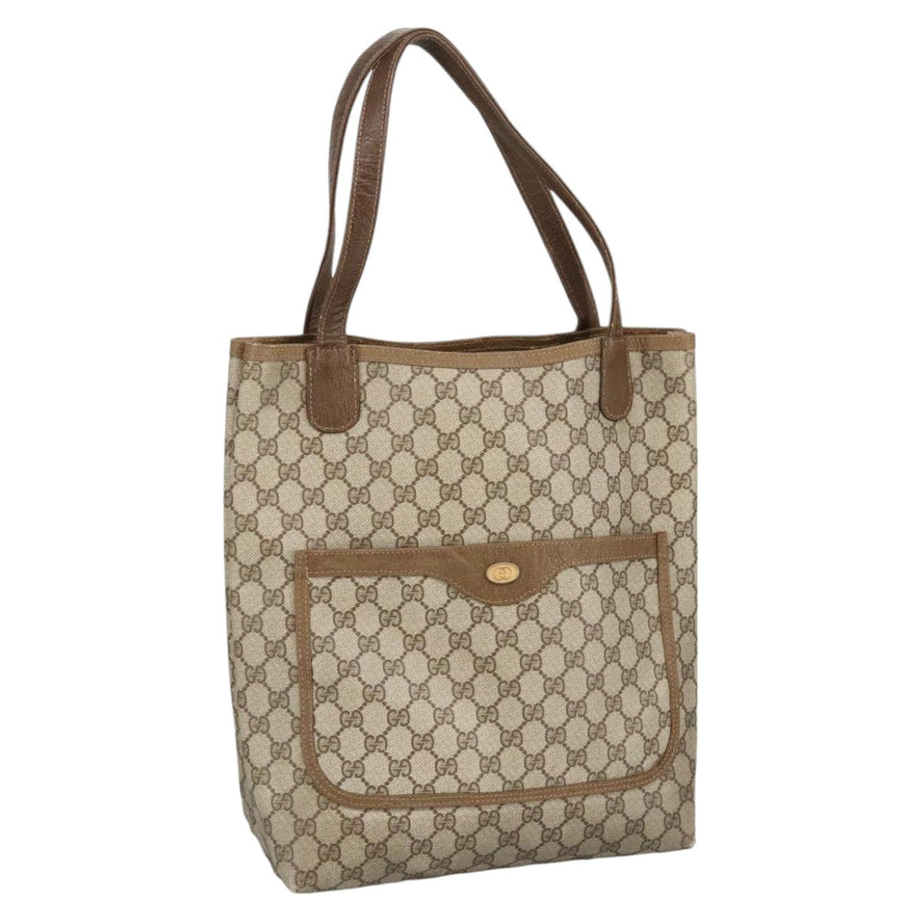 GUCCI GG Supreme Tote Bag PVC Leather Beige Gold 39 02 003 100684