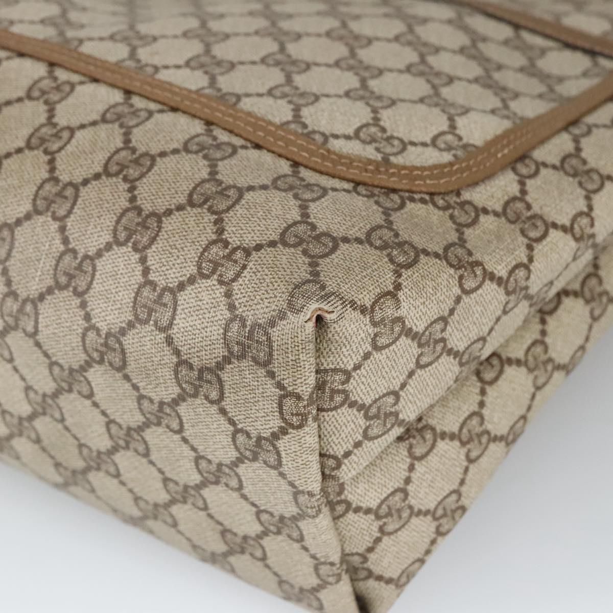 GUCCI GG Supreme Tote Bag PVC Leather Beige Gold 39 02 003 100684