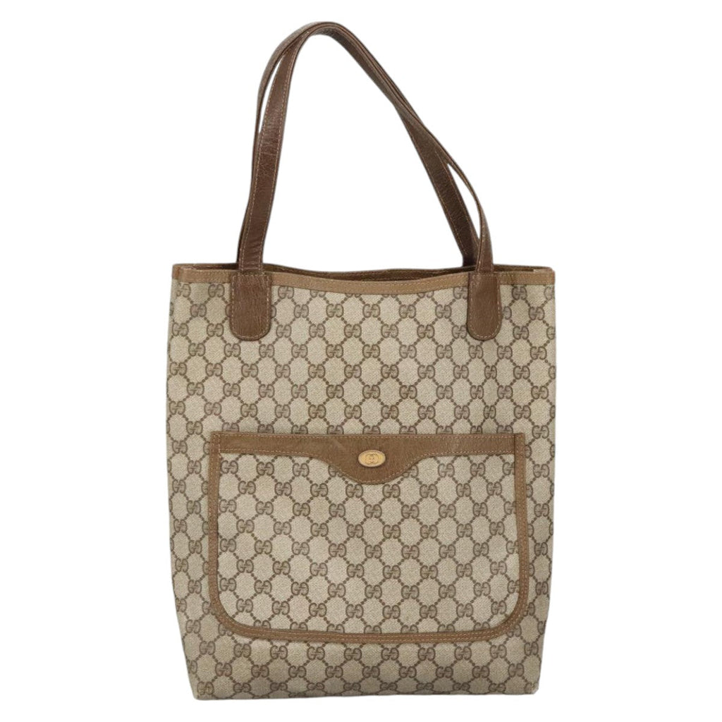 GUCCI GG Supreme Tote Bag PVC Leather Beige Gold 39 02 003 100684