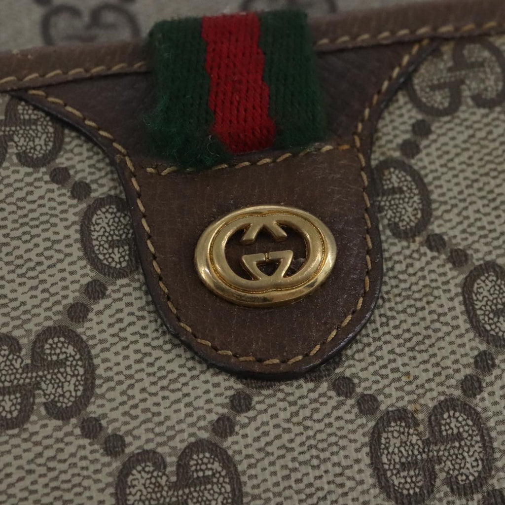 GUCCI GG Supreme Web Sherry Line Shoulder Bag PVC Beige Gold 100686