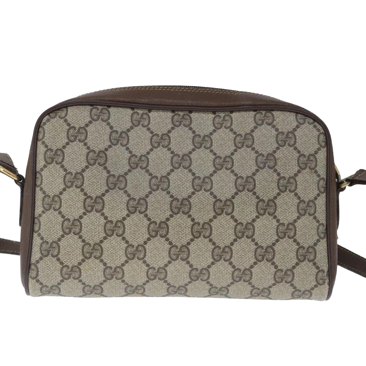GUCCI GG Supreme Web Sherry Line Shoulder Bag PVC Beige Gold 100686