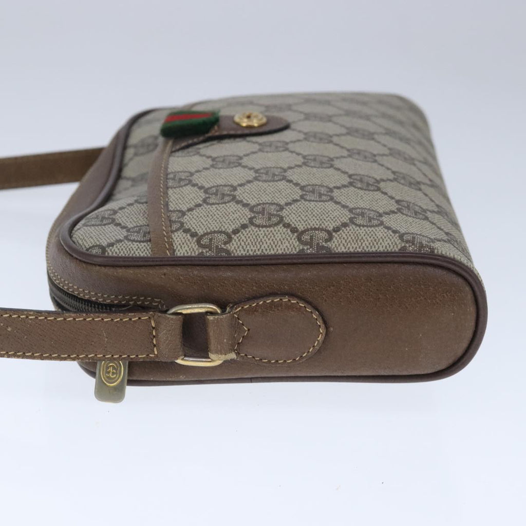 GUCCI GG Supreme Web Sherry Line Shoulder Bag PVC Beige Gold 100686
