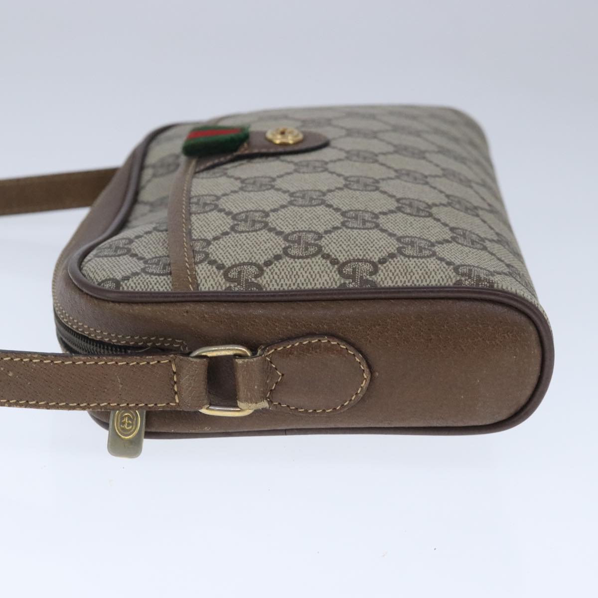 GUCCI GG Supreme Web Sherry Line Shoulder Bag PVC Beige Gold 100686