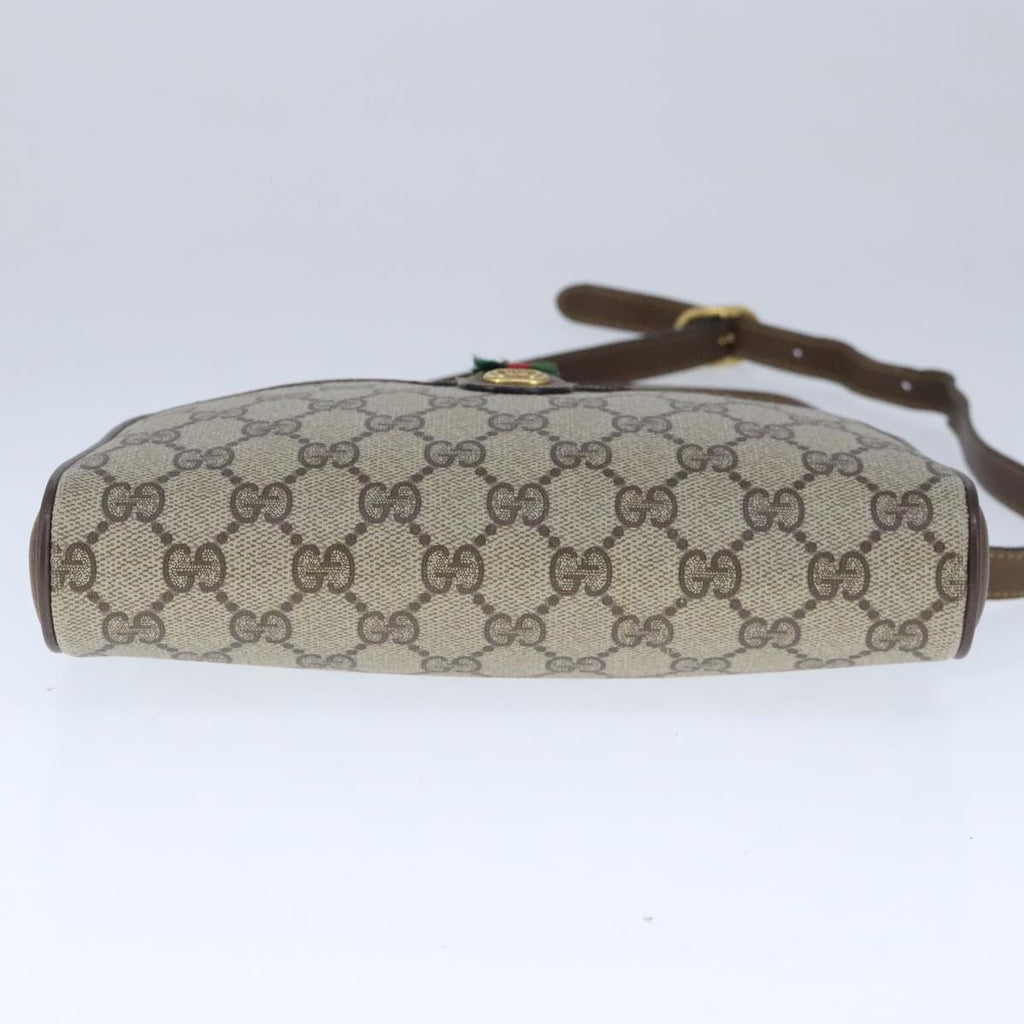 GUCCI GG Supreme Web Sherry Line Shoulder Bag PVC Beige Gold 100686