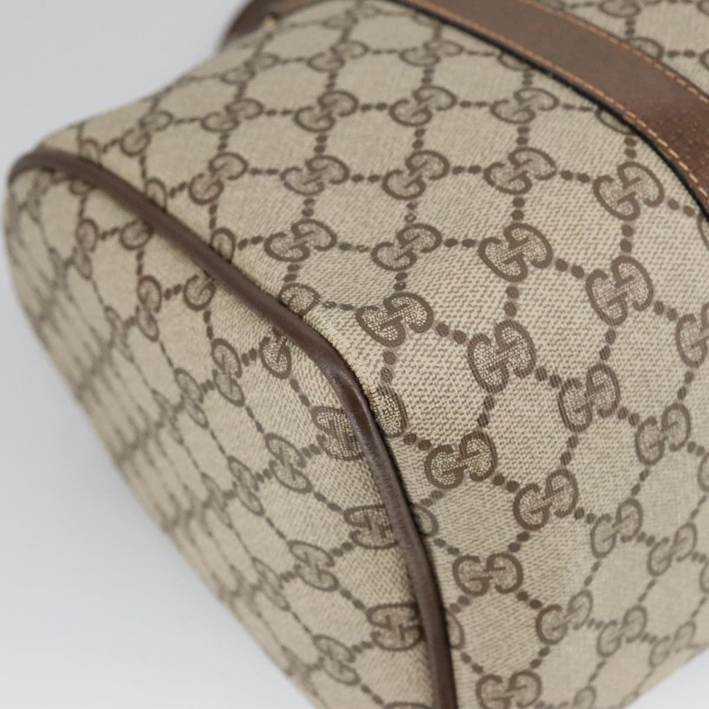 GUCCI GG Supreme Web Sherry Line Hand Bag PVC Leather Beige Gold 100687