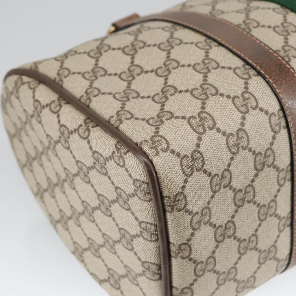 GUCCI GG Supreme Web Sherry Line Hand Bag PVC Leather Beige Gold 100687
