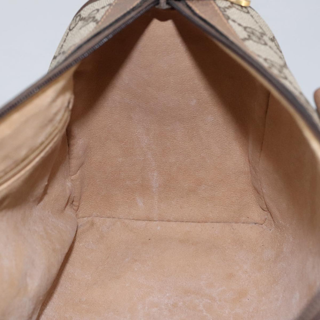 GUCCI GG Supreme Web Sherry Line Hand Bag PVC Leather Beige Gold 100687