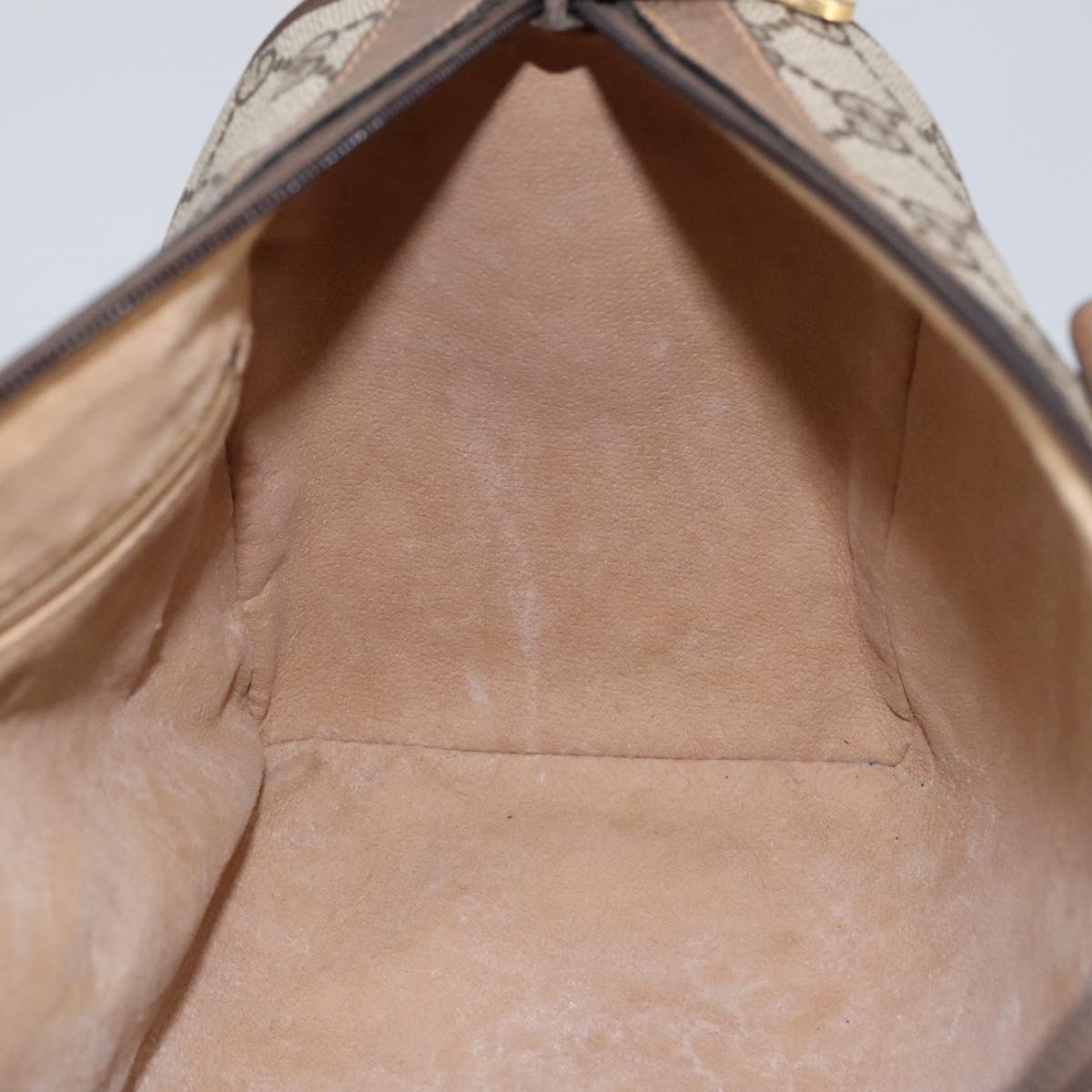 GUCCI GG Supreme Web Sherry Line Hand Bag PVC Leather Beige Gold 100687