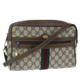 GUCCI GG Supreme Web Sherry Line Shoulder Bag PVC Leather Beige Gold 100688