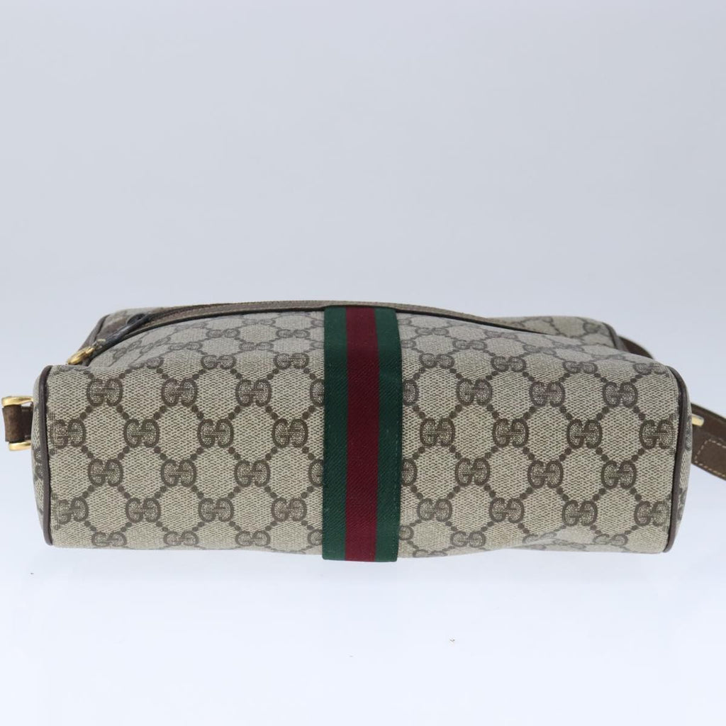 GUCCI GG Supreme Web Sherry Line Shoulder Bag PVC Leather Beige Gold 100688