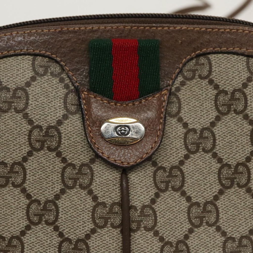 GUCCI GG Supreme Web Sherry Line Shoulder Bag PVC Beige 904 02 047 100689