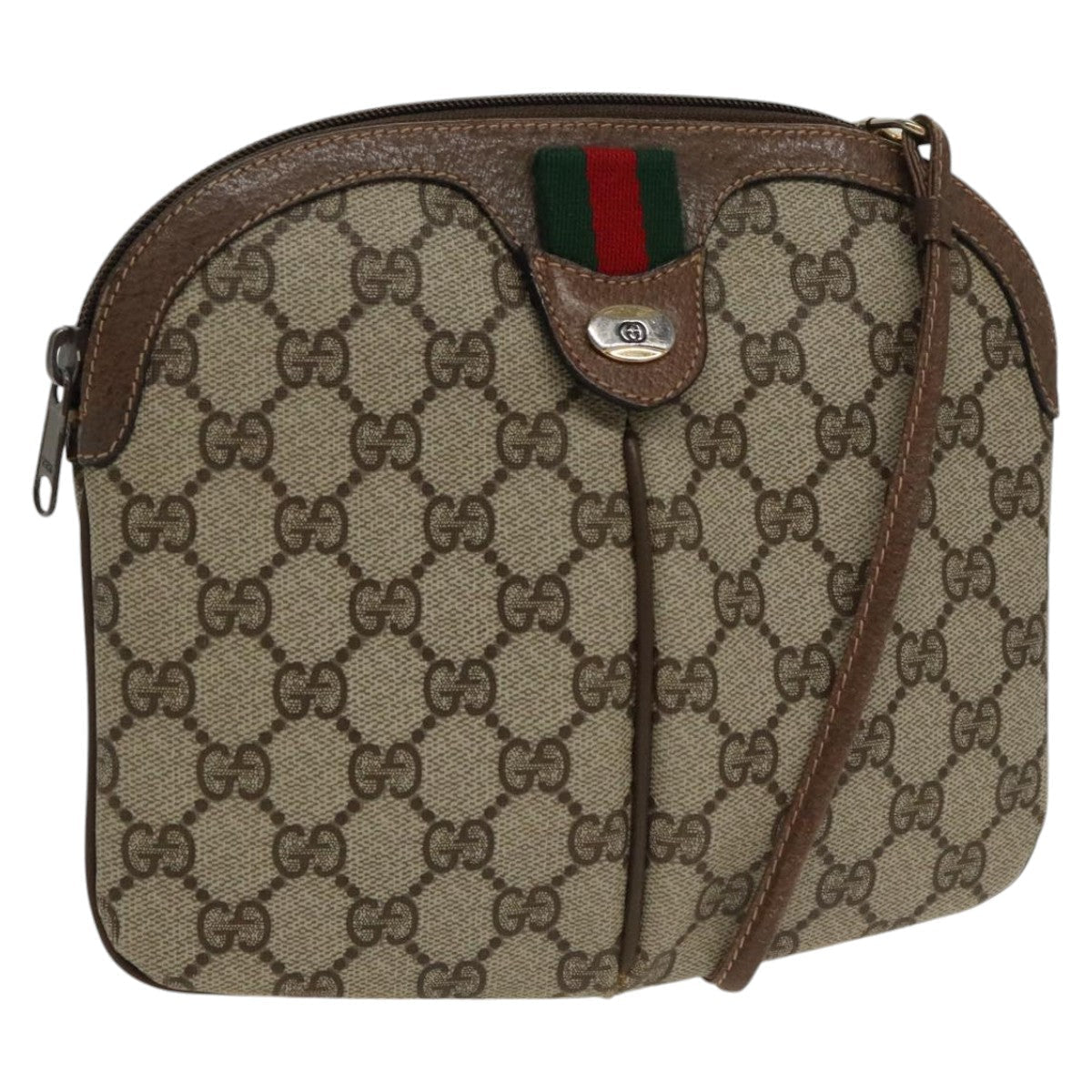 GUCCI GG Supreme Web Sherry Line Shoulder Bag PVC Beige 904 02 047 100689