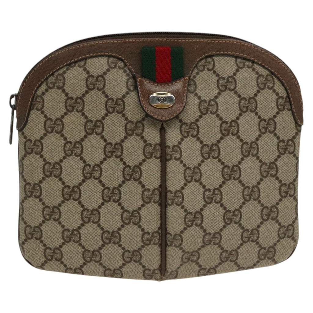 GUCCI GG Supreme Web Sherry Line Shoulder Bag PVC Beige 904 02 047 100689