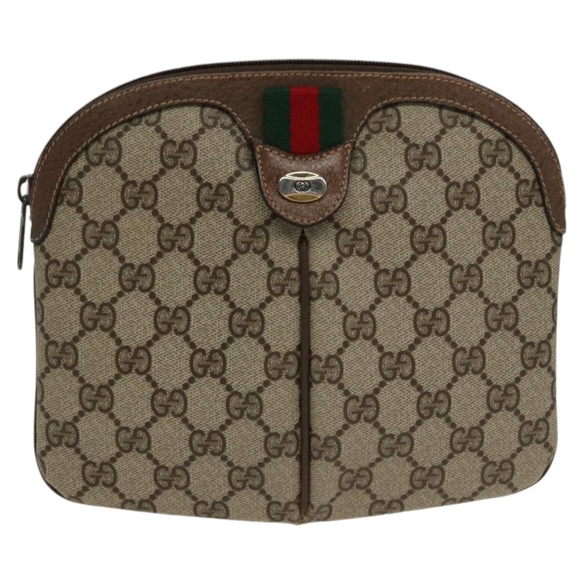 GUCCI GG Supreme Web Sherry Line Shoulder Bag PVC Beige 904 02 047 100689