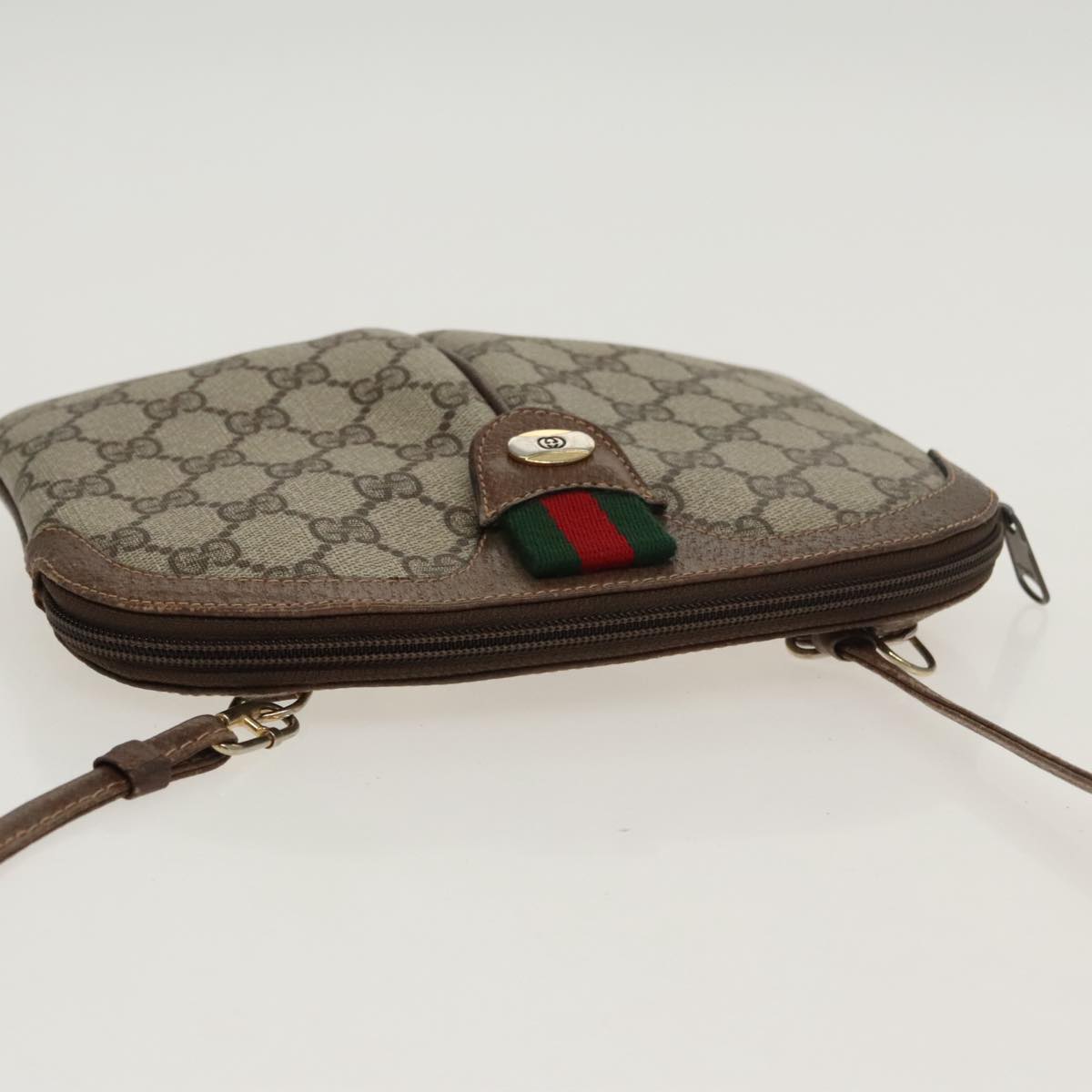 GUCCI GG Supreme Web Sherry Line Shoulder Bag PVC Beige 904 02 047 100689