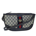 GUCCI GG Supreme Web Sherry Line Shoulder Bag PVC Leather Navy Gold 100690