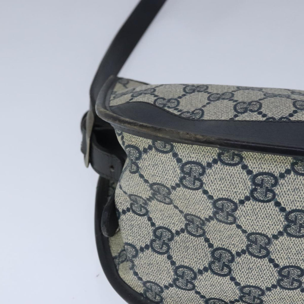 GUCCI GG Supreme Web Sherry Line Shoulder Bag PVC Leather Navy Gold 100690