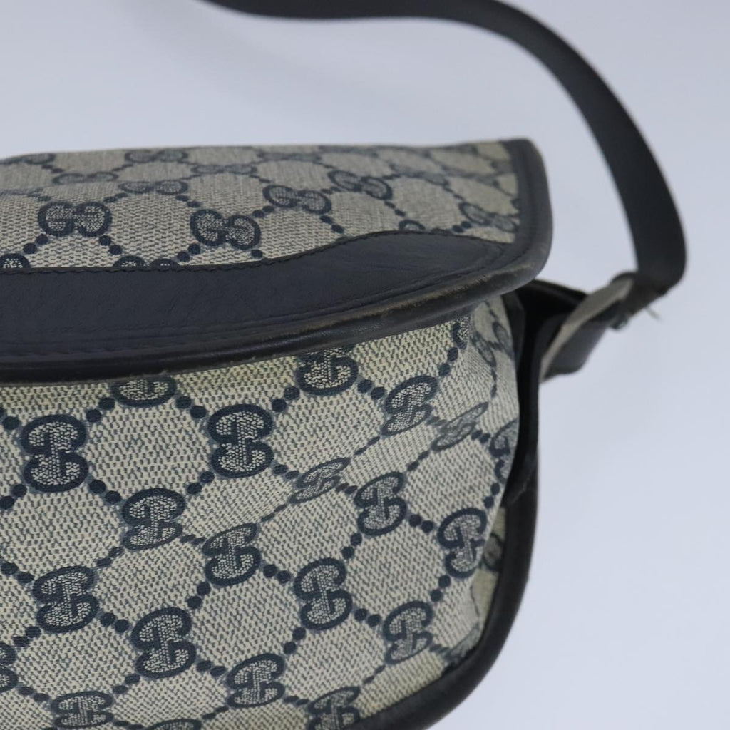 GUCCI GG Supreme Web Sherry Line Shoulder Bag PVC Leather Navy Gold 100690