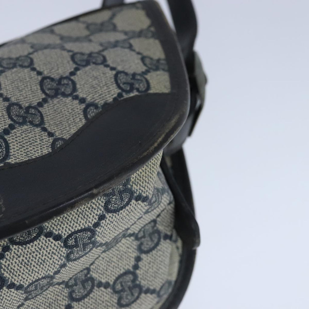 GUCCI GG Supreme Web Sherry Line Shoulder Bag PVC Leather Navy Gold 100690
