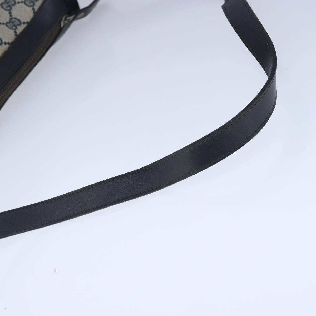 GUCCI GG Supreme Web Sherry Line Shoulder Bag PVC Leather Navy Gold 100690
