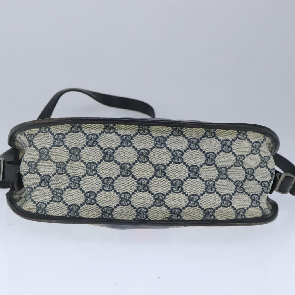 GUCCI GG Supreme Web Sherry Line Shoulder Bag PVC Leather Navy Gold 100690