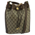 GUCCI GG Supreme Web Sherry Line Shoulder Bag PVC Beige Gold 100691