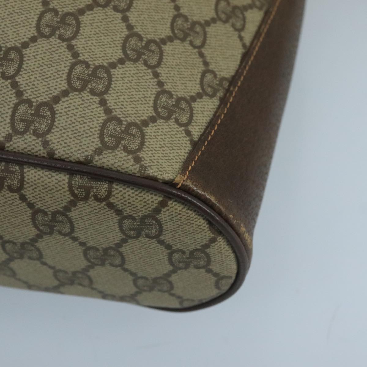 GUCCI GG Supreme Web Sherry Line Shoulder Bag PVC Beige Gold 100691