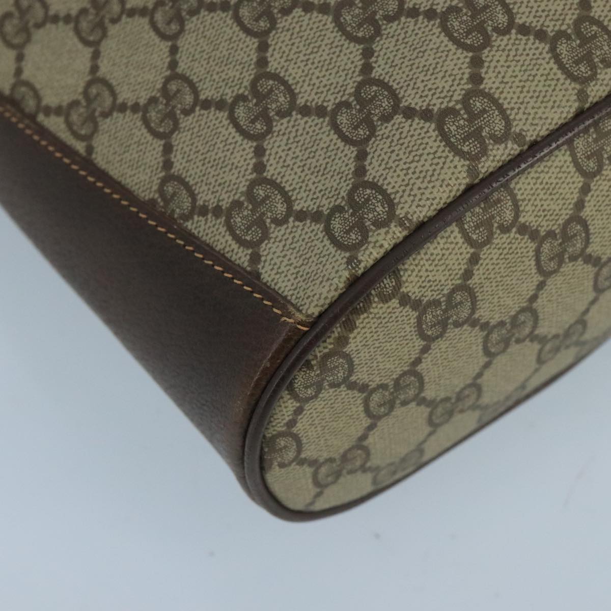 GUCCI GG Supreme Web Sherry Line Shoulder Bag PVC Beige Gold 100691
