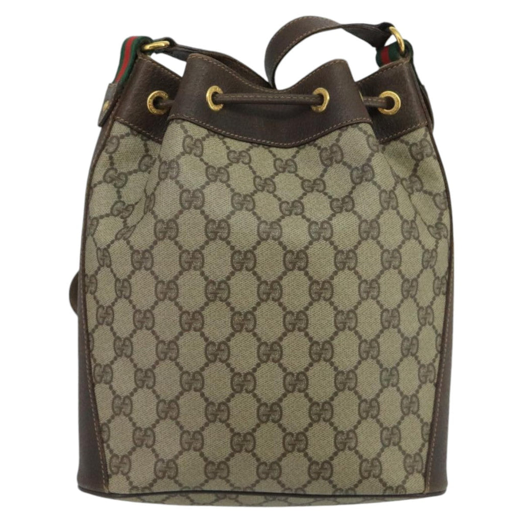 GUCCI GG Supreme Web Sherry Line Shoulder Bag PVC Beige Gold 100691