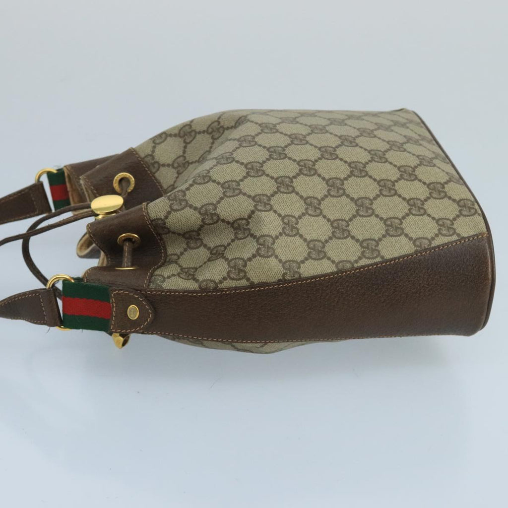 GUCCI GG Supreme Web Sherry Line Shoulder Bag PVC Beige Gold 100691