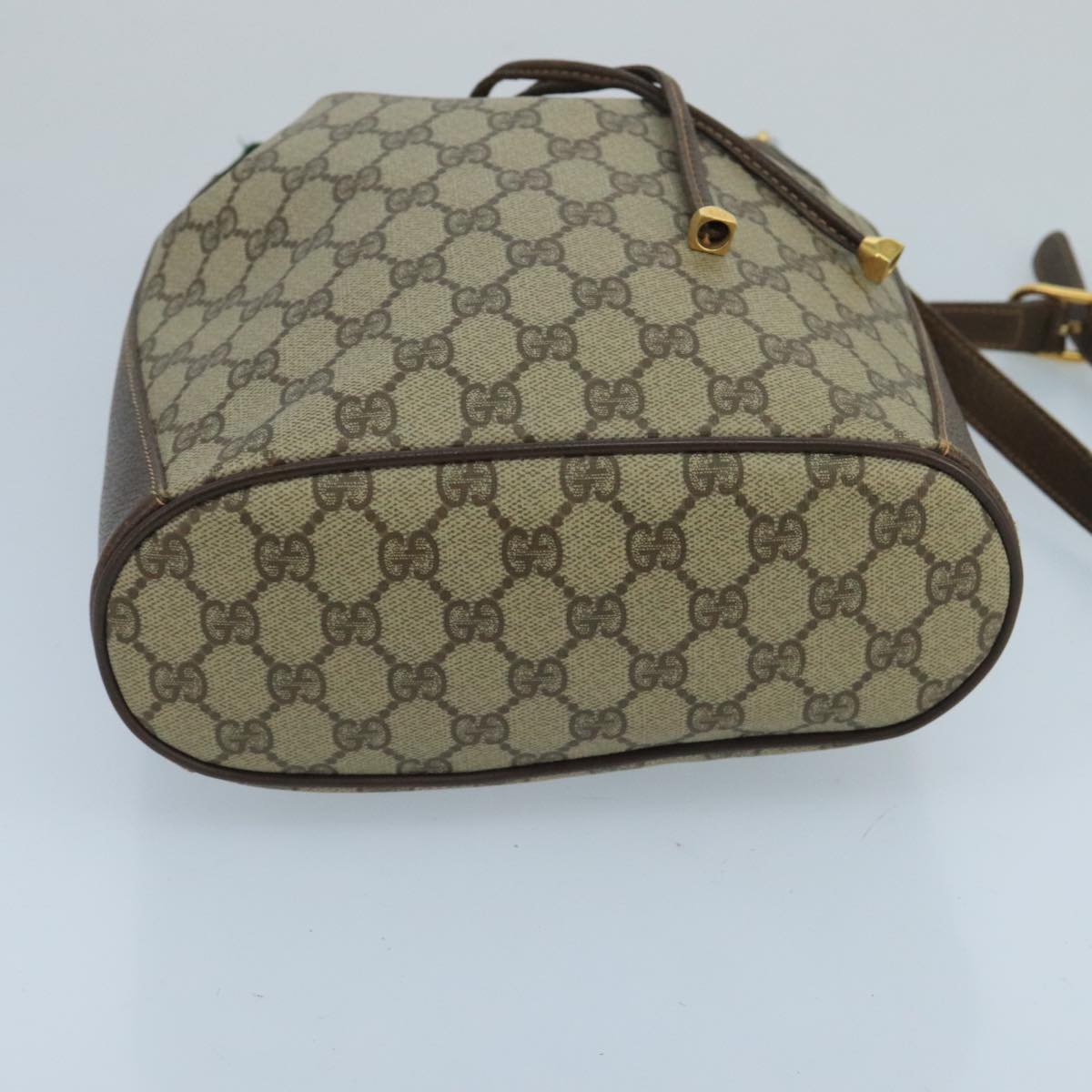 GUCCI GG Supreme Web Sherry Line Shoulder Bag PVC Beige Gold 100691