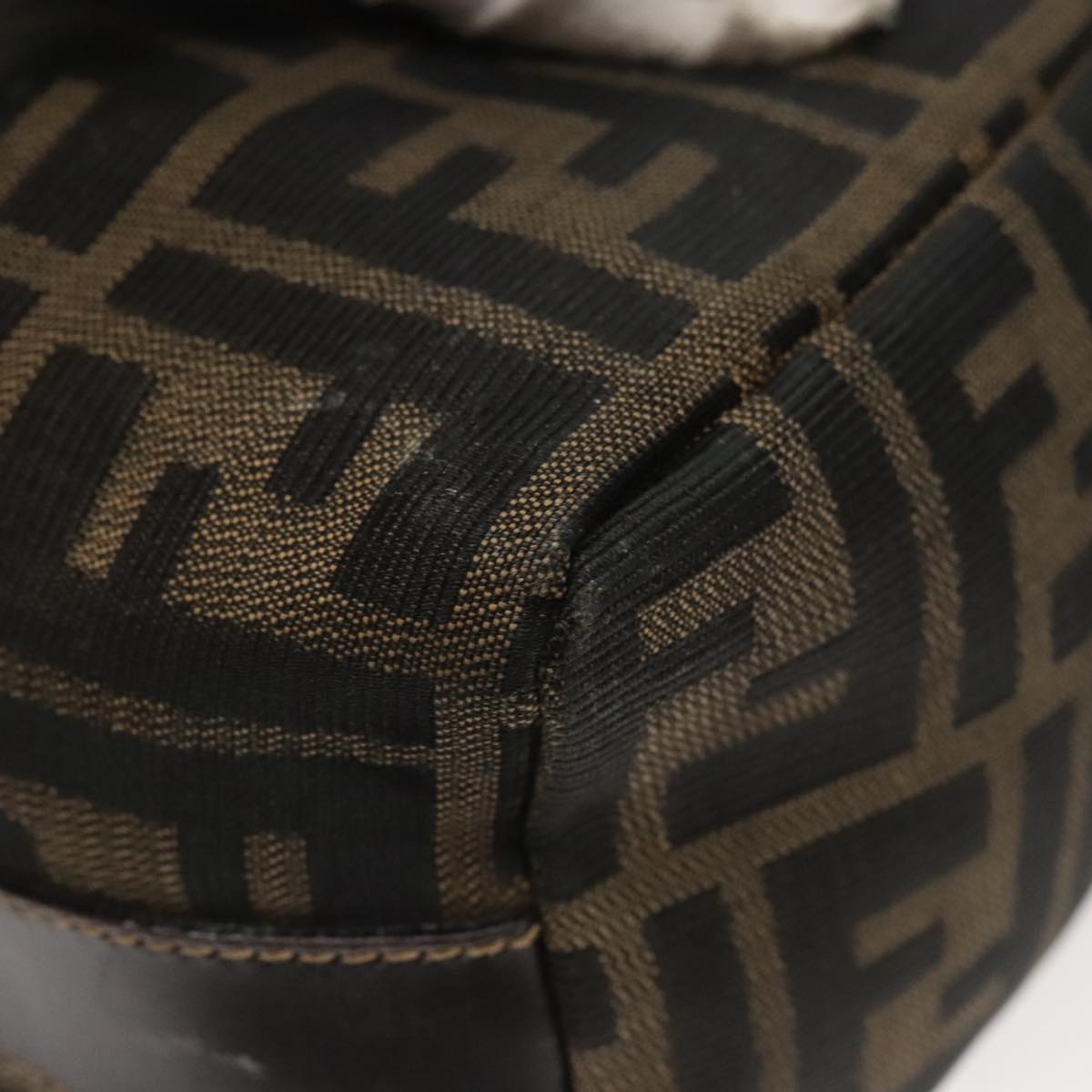 FENDI Zucca Canvas Vanity Pouch Brown Black gold 100694