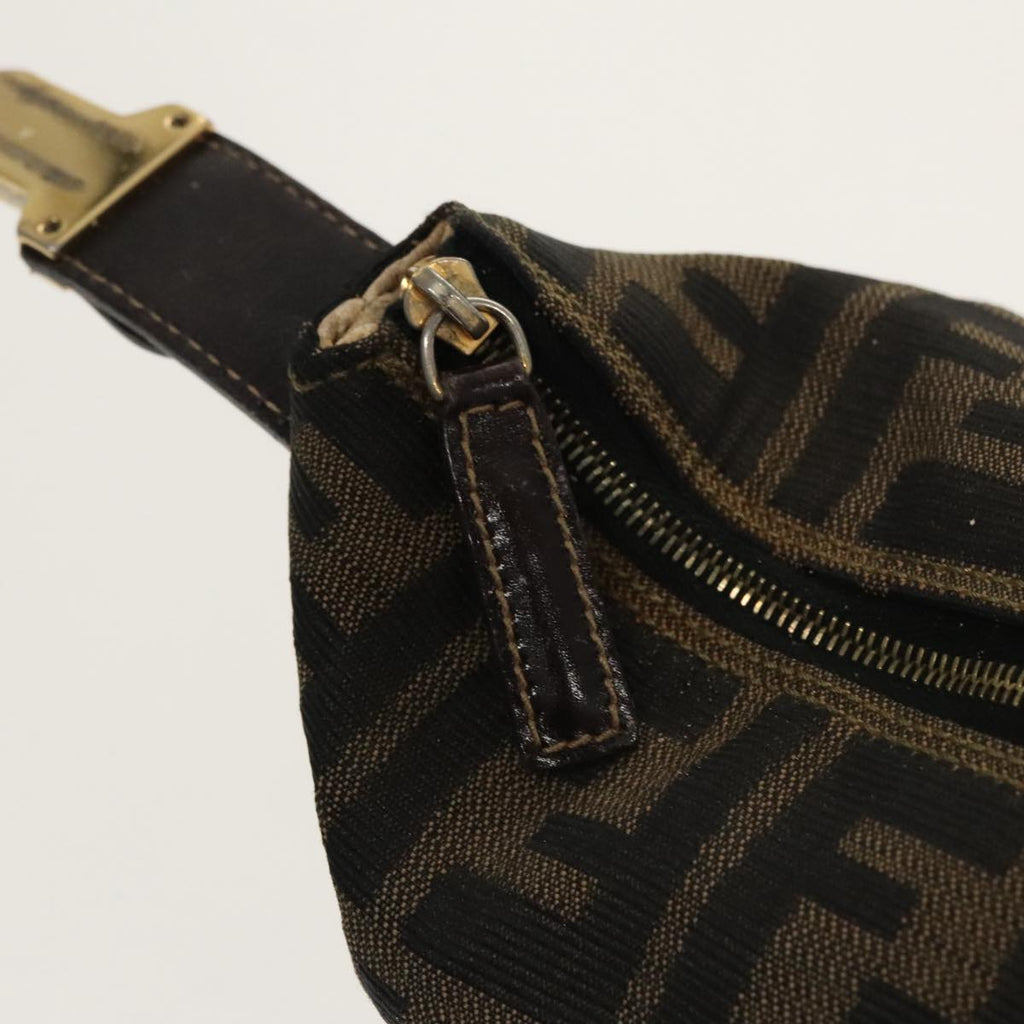 FENDI Zucca Canvas Vanity Pouch Brown Black gold 100694