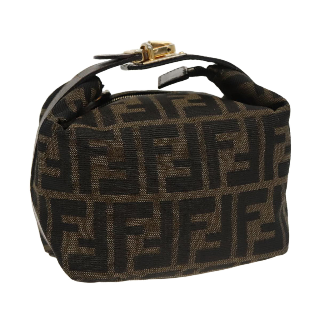 FENDI Zucca Canvas Vanity Pouch Brown Black gold 100694