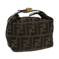 FENDI Zucca Canvas Vanity Pouch Brown Black gold 100694