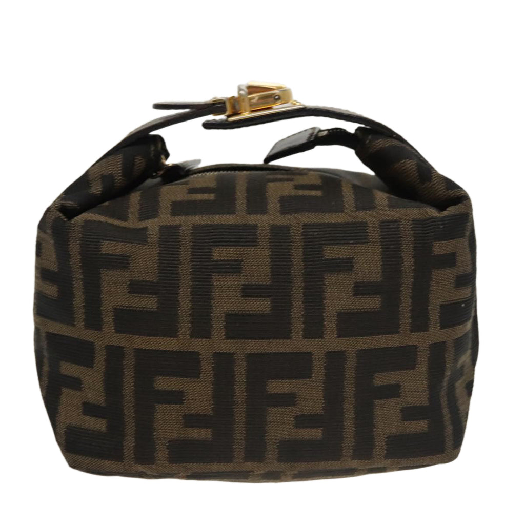 FENDI Zucca Canvas Vanity Pouch Brown Black gold 100694