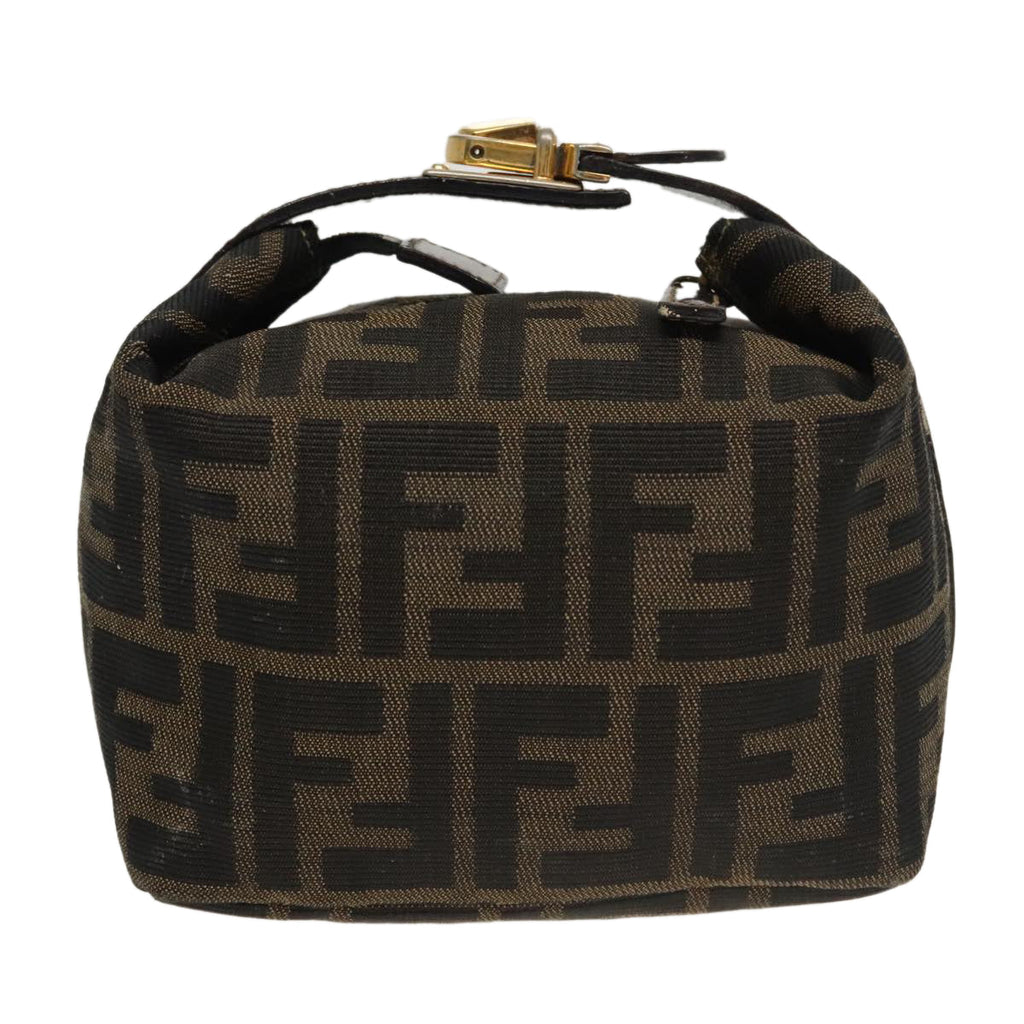 FENDI Zucca Canvas Vanity Pouch Brown Black gold 100694