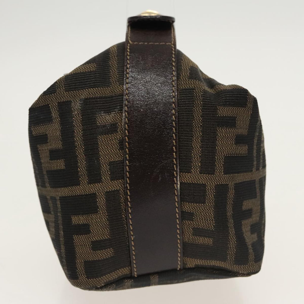 FENDI Zucca Canvas Vanity Pouch Brown Black gold 100694