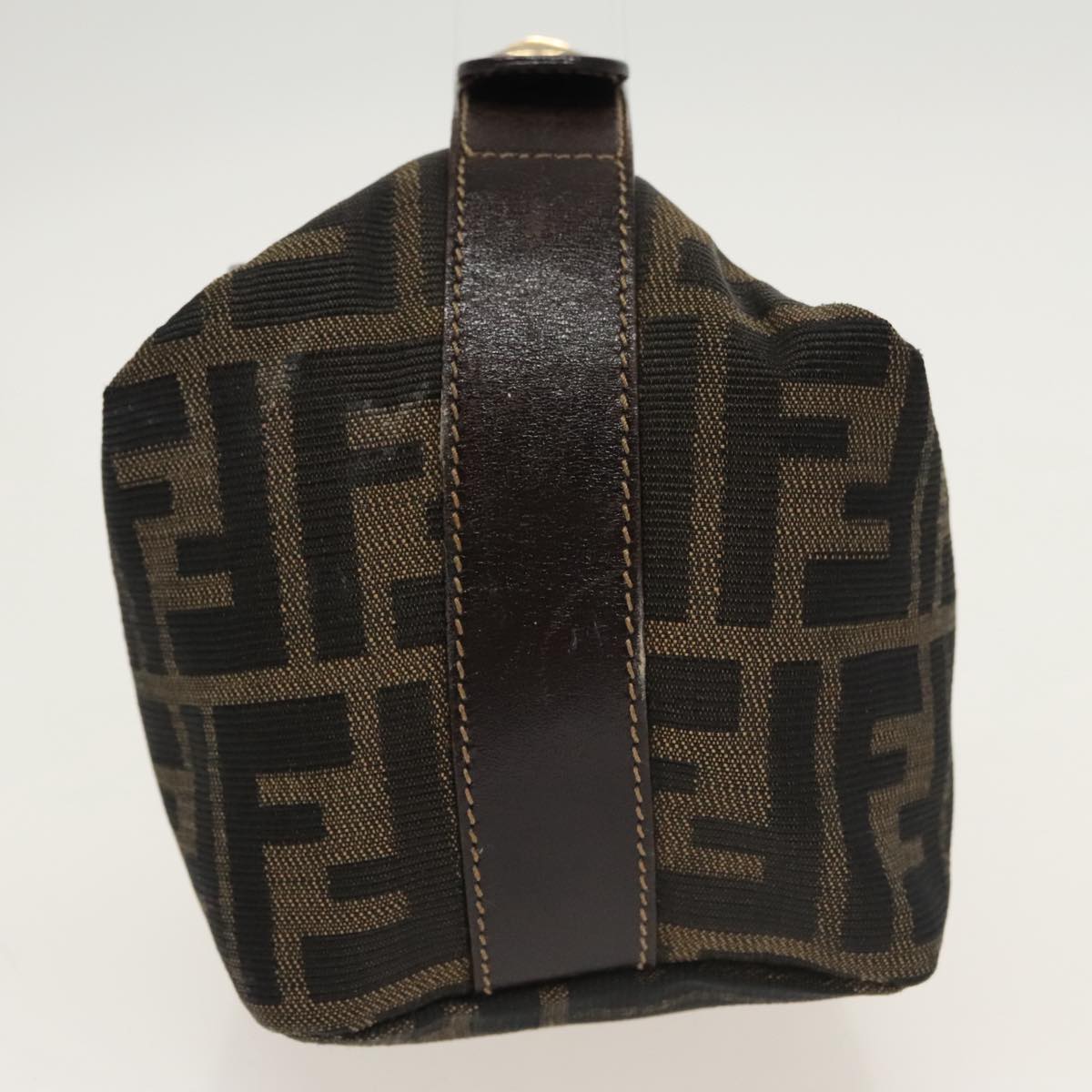 FENDI Zucca Canvas Vanity Pouch Brown Black gold 100694