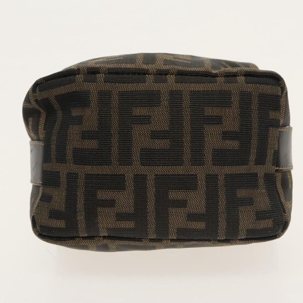 FENDI Zucca Canvas Vanity Pouch Brown Black gold 100694