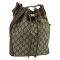 GUCCI GG Supreme Web Sherry Line Shoulder Bag PVC Beige Gold 100695