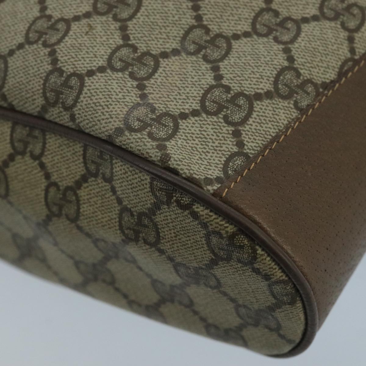 GUCCI GG Supreme Web Sherry Line Shoulder Bag PVC Beige Gold 100695