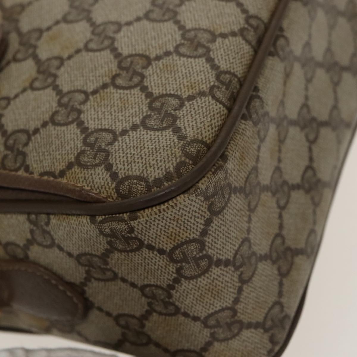 GUCCI GG Supreme Web Sherry Line Shoulder Bag PVC Beige 93 02 049 100696