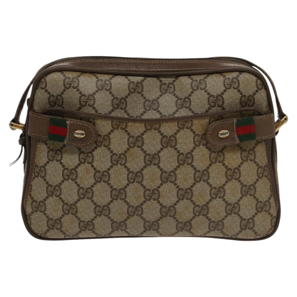 GUCCI GG Supreme Web Sherry Line Shoulder Bag PVC Beige 93 02 049 100696