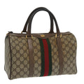 GUCCI GG Supreme Web Sherry Line Hand Bag PVC Beige Red 39 02 007 100697