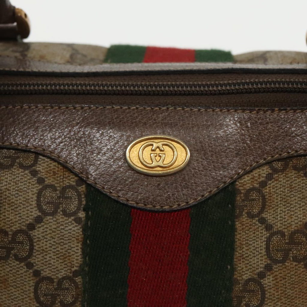 GUCCI GG Supreme Web Sherry Line Hand Bag PVC Beige Red 39 02 007 100697