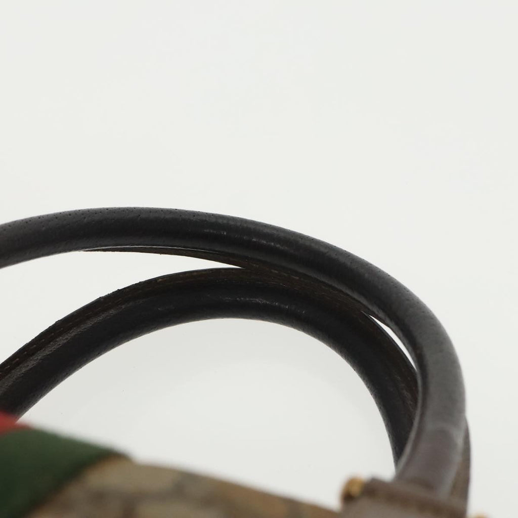 GUCCI GG Supreme Web Sherry Line Hand Bag PVC Beige Red 39 02 007 100697