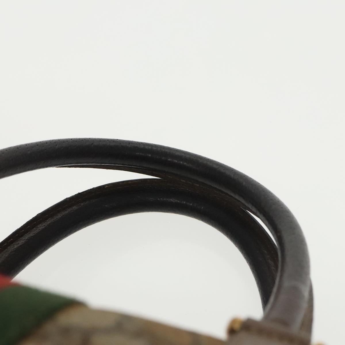 GUCCI GG Supreme Web Sherry Line Hand Bag PVC Beige Red 39 02 007 100697