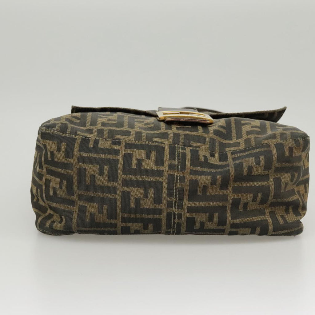 FENDI Zucca Canvas Mamma Baguette Shoulder Bag Brown Black 100706